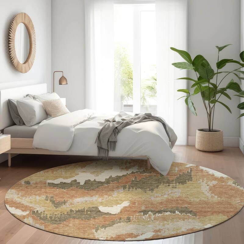 Machine Washable Indoor/ Outdoor Chantille Ombre Abstract Rug