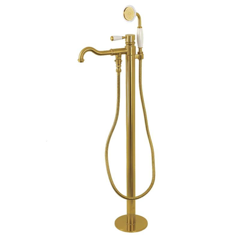 Kingston Brass Paris Freestanding Tub Faucet with Hand Shower - Brushed Brass