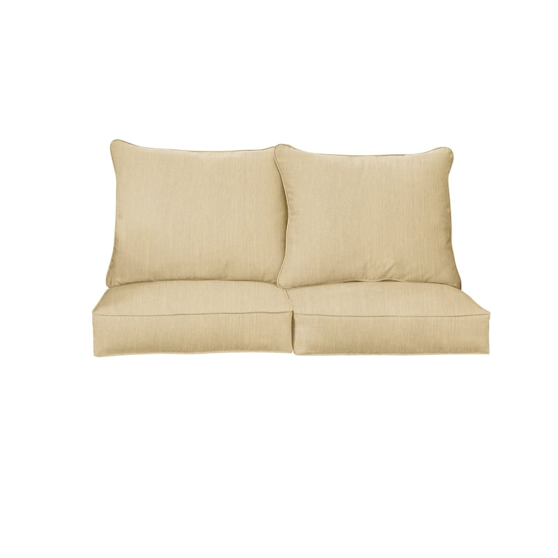 Sorra Home Sunbrella Outdoor Loveseat Pillow and Cushion Set - 25 in W x 25 in D x 5 in H - Spectrum Sand