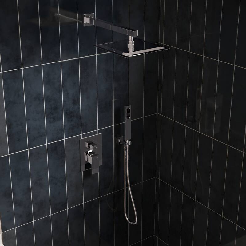 GRANDJOY Shower System 10" High Pressure Rainfall Shower Head with Handheld Spray Combo