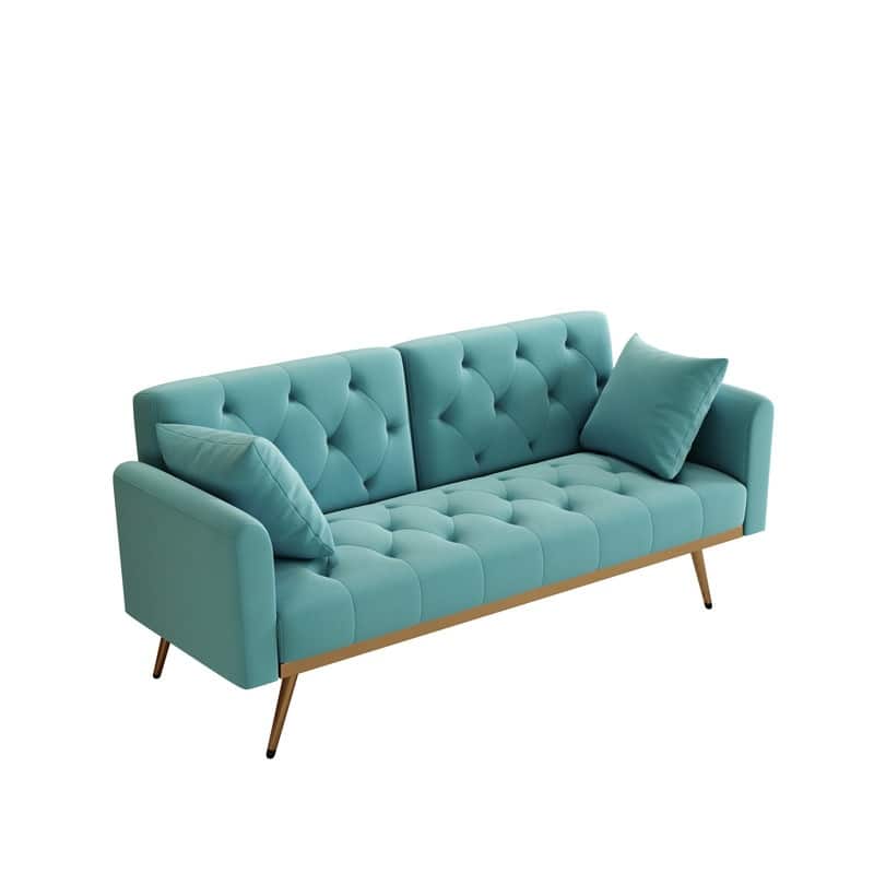 Sofa Bed 68.3" Velvet Tufted Back Convertible Sofa