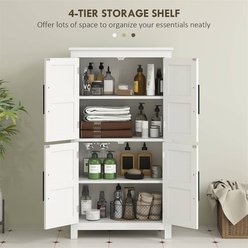 MDF Bathroom Cabinet with Four-Tier Shelves and Adjustable Storage and Protective Foot Pads - 23.6" L x 11.8" W x 43.3" H