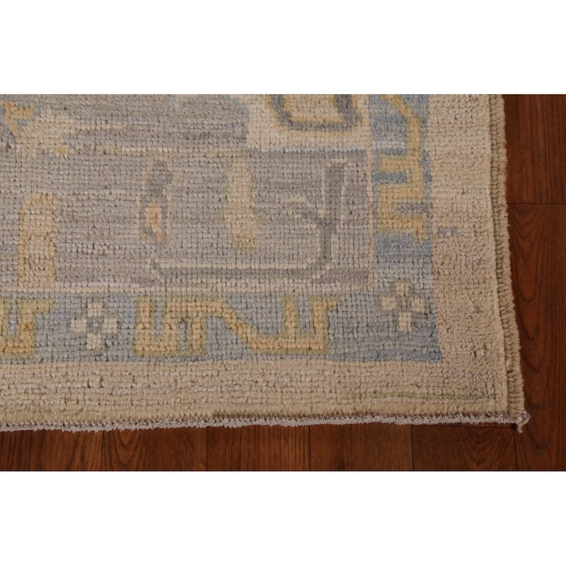 Beige Vegetable Dye Oushak Turkish Area Rug Handmade Wool Carpet - 6'0"x 8'2"