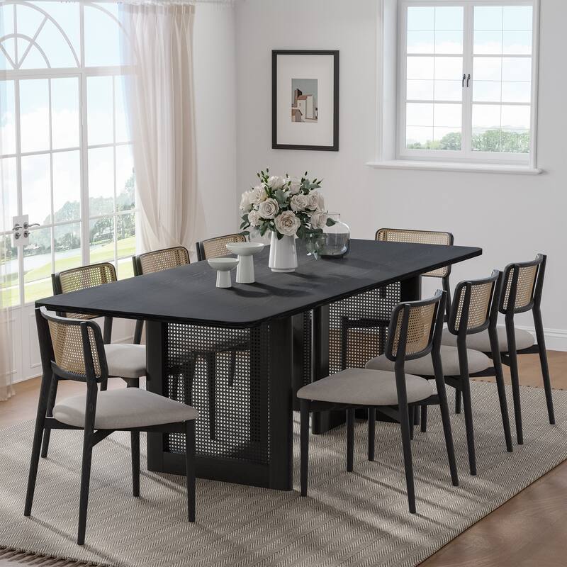 Wooakway Solid Wood 67'' Square Dining Table for 6 People Nordic style