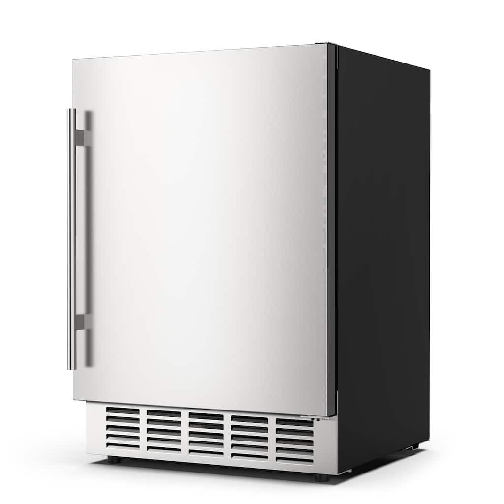 190 Cans Built-In Refrigerator Beverage Cooler Under Counter Fridge - Silver Stainless Steel - N/A