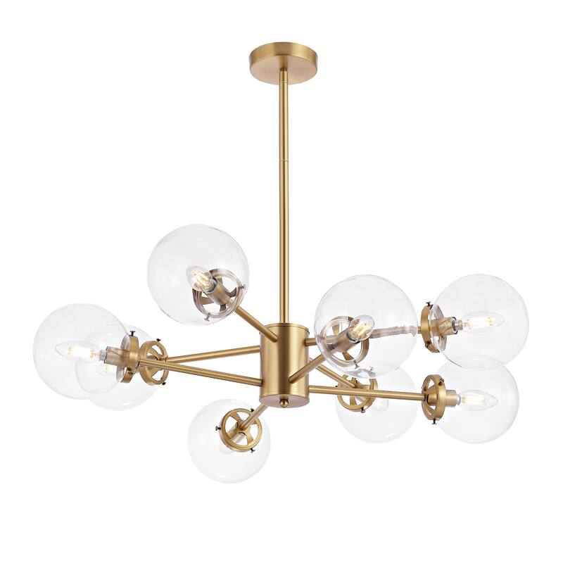 GetLedel 8-Light Dimmable Sputnik Chandelier with Glass Globe Shades