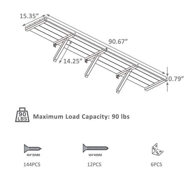 dimension image slide 3 of 5, VEIKOUS Wooden Greenhouse Shelves, Heavy-Duty Storage Shelving for Wooden Greenhouses, 5 Available Sizes