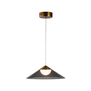 1-Light Antique Gold Single Pendant With A Smoke Acrylic Shade