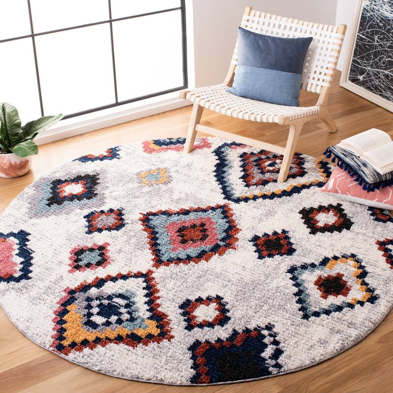 SAFAVIEH Morocco Boho Earline Rug - 6'7" Round - Ivory/Multi