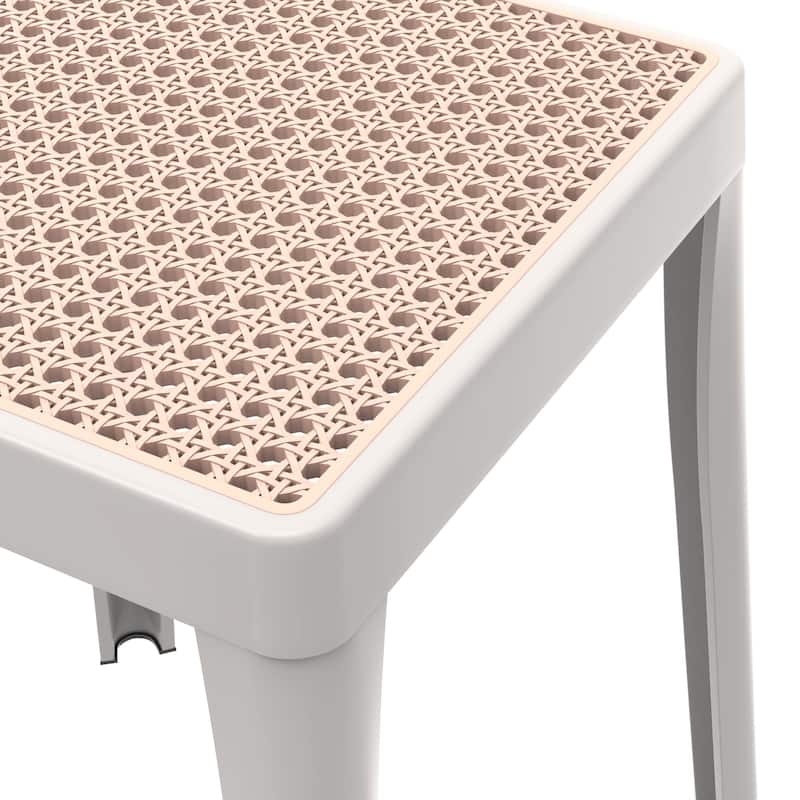 Tresse Modern Stackable Dining Stool with Wicker Seat for Dining Room, Garden, Patio, Indoor or Outdoor - No Assembly Required