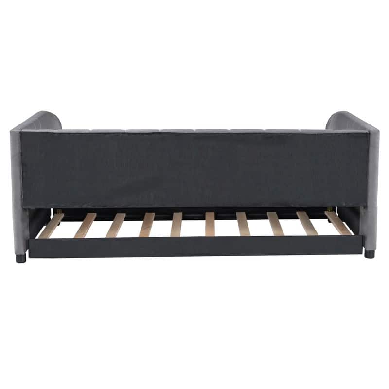 Twin Size Upholstered Daybed with Trundle Included-Perfect For Overnight Guests/Sleepovers,3 Colors