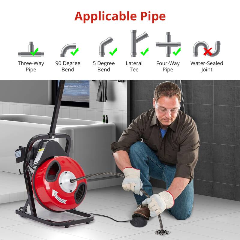 50FT 1/2 Inch Electric Drain Cleaner Machine for Sink, Toilet & Sewer