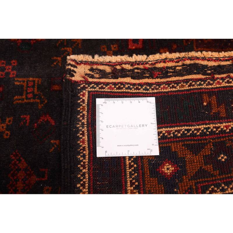 ECARPETGALLERY Hand-knotted Teimani Black, Burnt Orange Wool Rug - 3'9 x 6'4