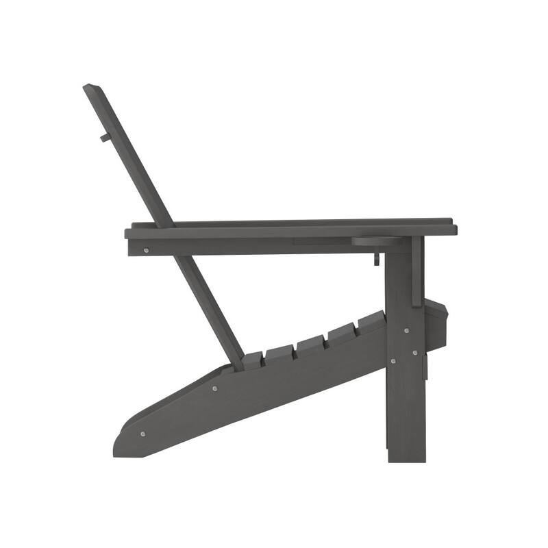 Set of 2 Commercial All-Weather Adirondack Chairs with Cupholders