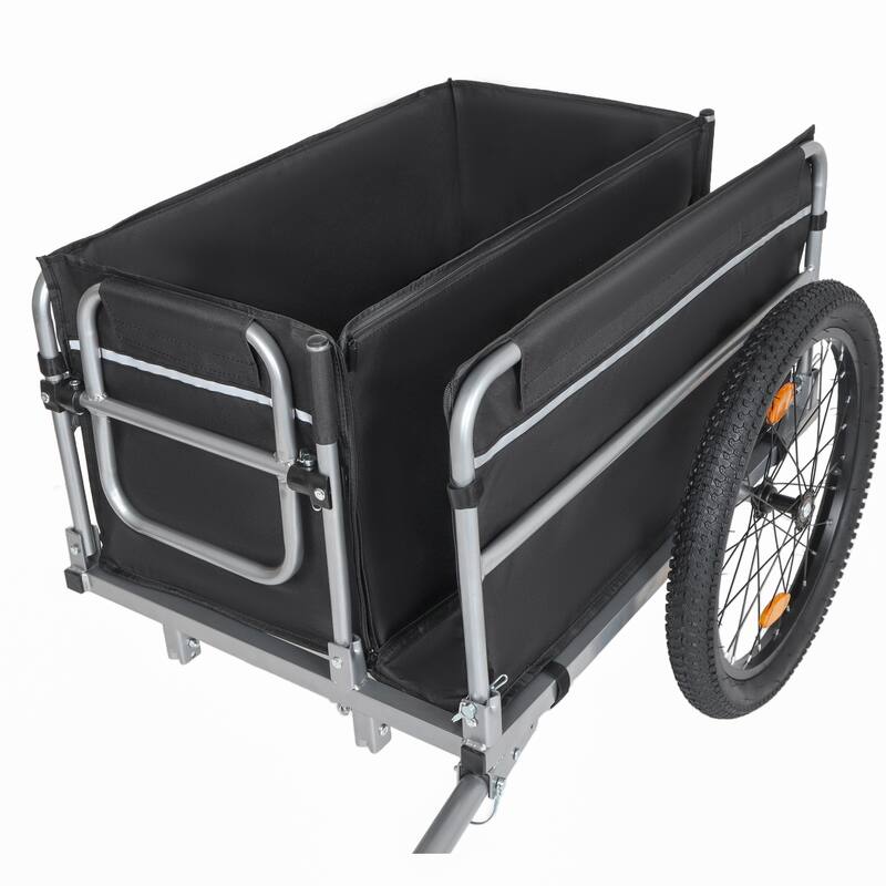 Bike Cargo Trailer, 110lbs Load Capacity, Heavy-Duty Bicycle Wagon Cart, Foldable Compact Storage, Featuring upgraded Fat tires