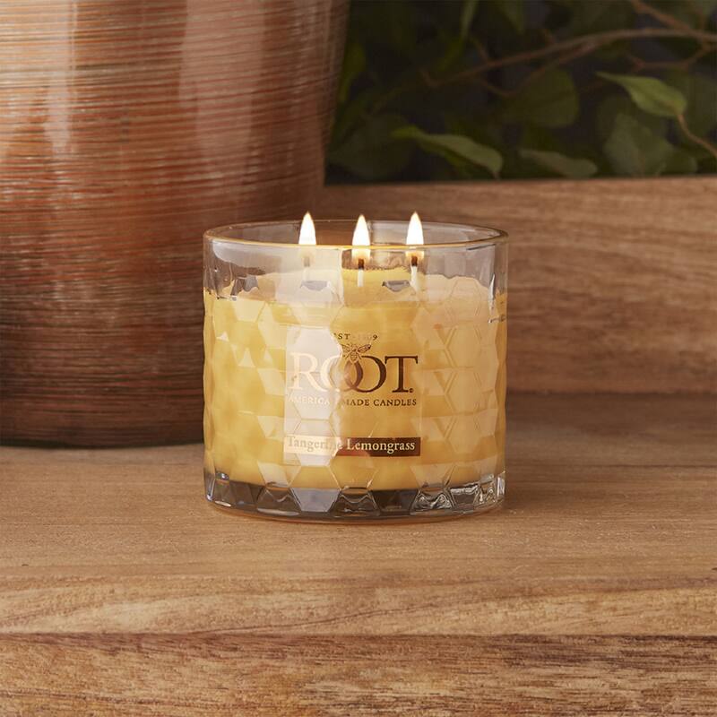 Root Tangerine Lemongrass Scented 3-Wick Signature Honeycomb Jar - 12 oz