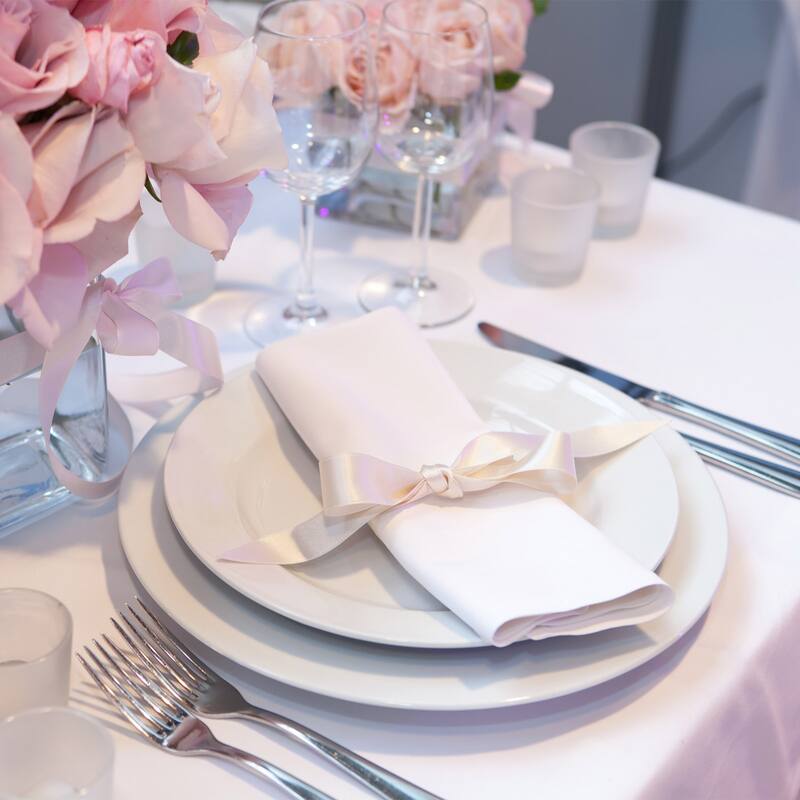 12pcs Satin Table Napkins Polyester Square Bright Table Napkin 20"x20"