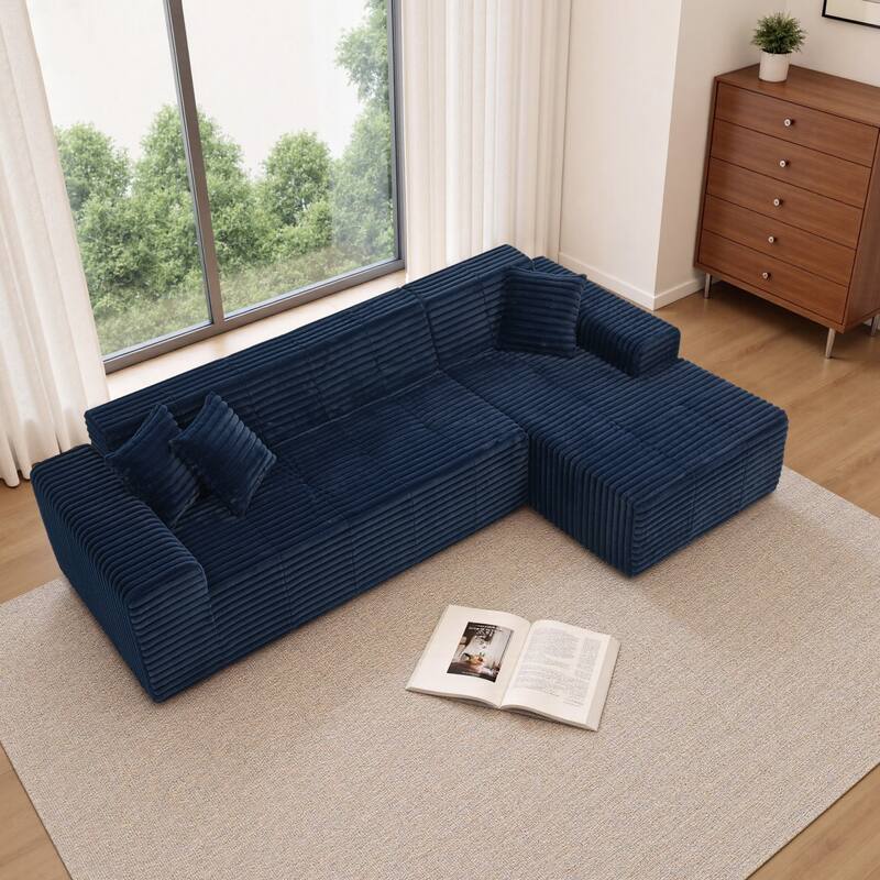 Scandinavian Corduroy Full-Foam Modular Sectional Sofa Set