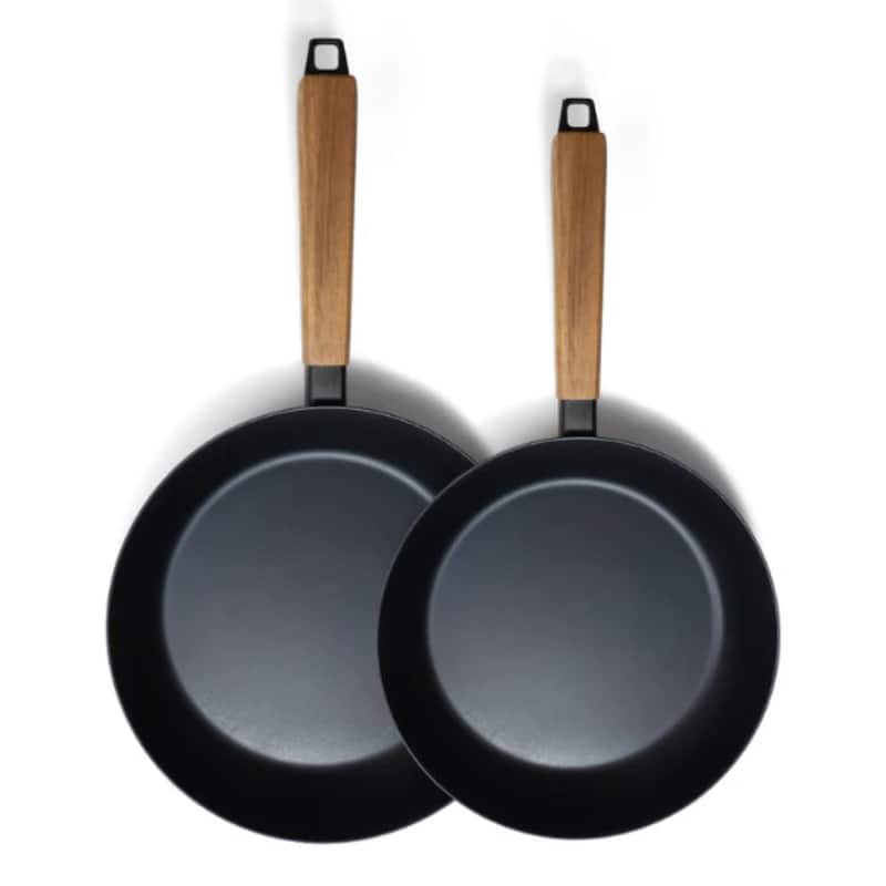 Alva Forest Carbon Steel Pan Pre-Seasoned with Natural Mineral Oil - 8" + 11" Frying Pan