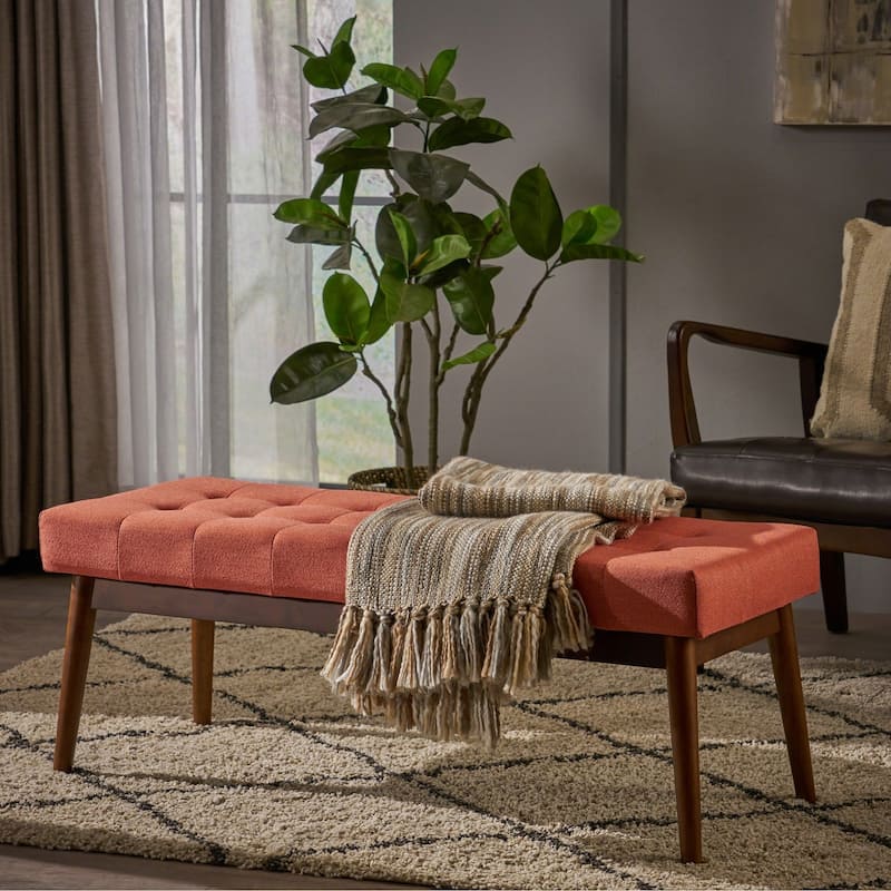 Flavel Tufted Fabric Ottoman Bench by Christopher Knight Home