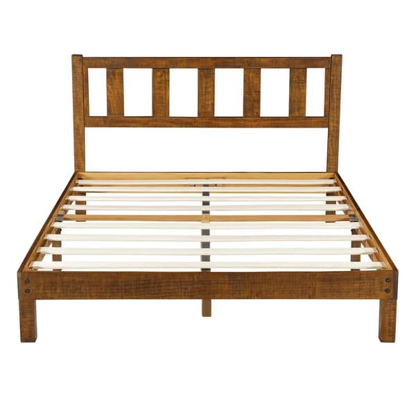 Sleeplanner 14 Inch Solid Wood Platform Bed Frame with Headboard Bed