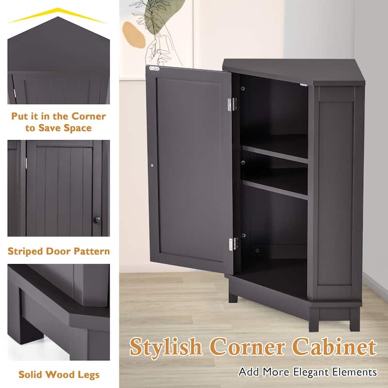 31" Wood 1-door Bathroom Cabinet with Interior Shelves
