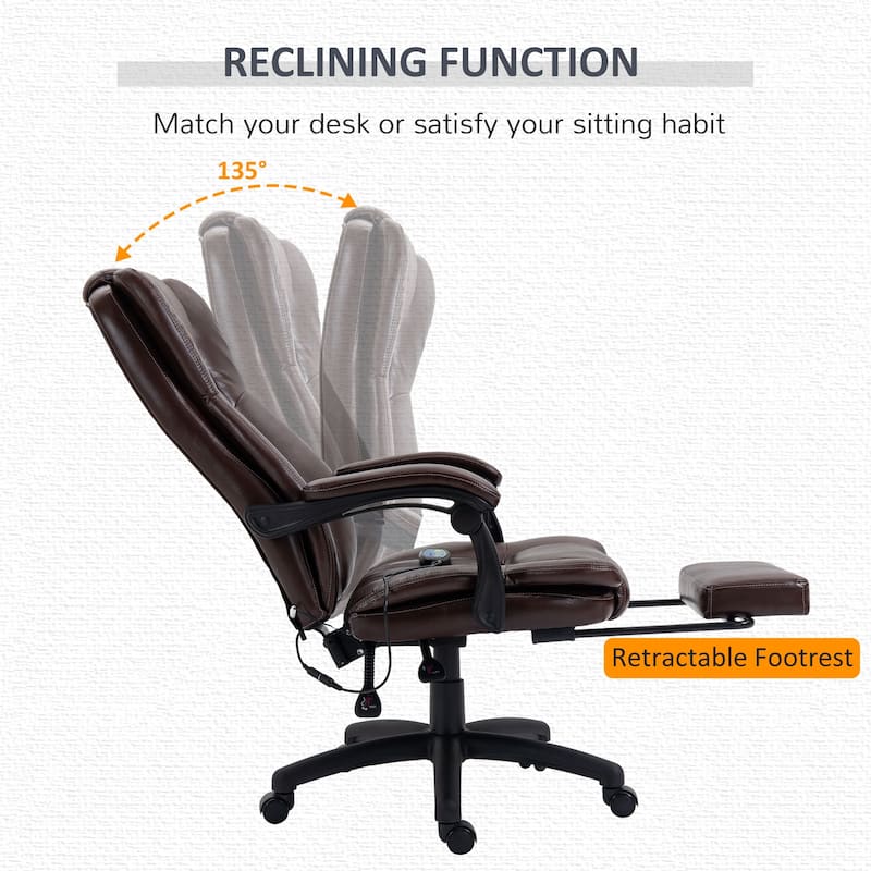 Vinsetto High Back Massage Office Chair, Ergonomic Executive Chair, PU Leather Swivel Chair with 6-Point Vibration Massage