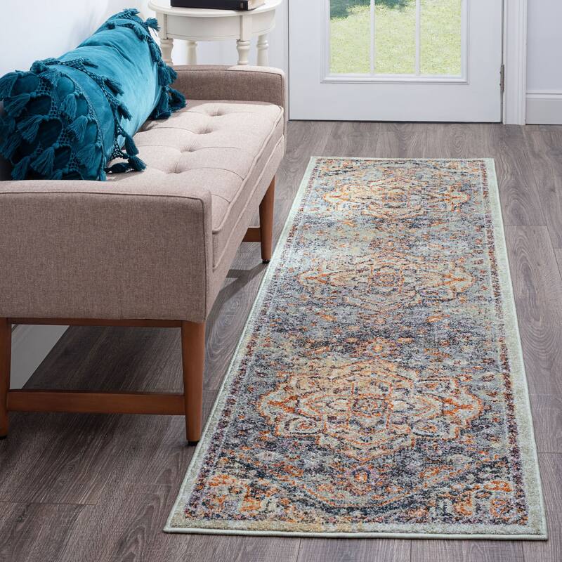 Whitfield Vintage Medallion Indoor Area Rug - 2'3'' x 12' - Gray