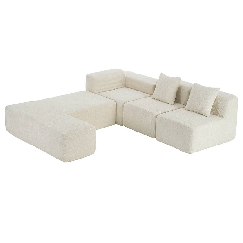 116.5" Modular Plush Sectional Sofa, Customizable Living Room Set