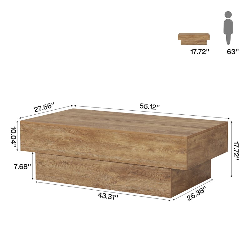 55-Inch Wooden Coffee Tea Center Table for Living Room