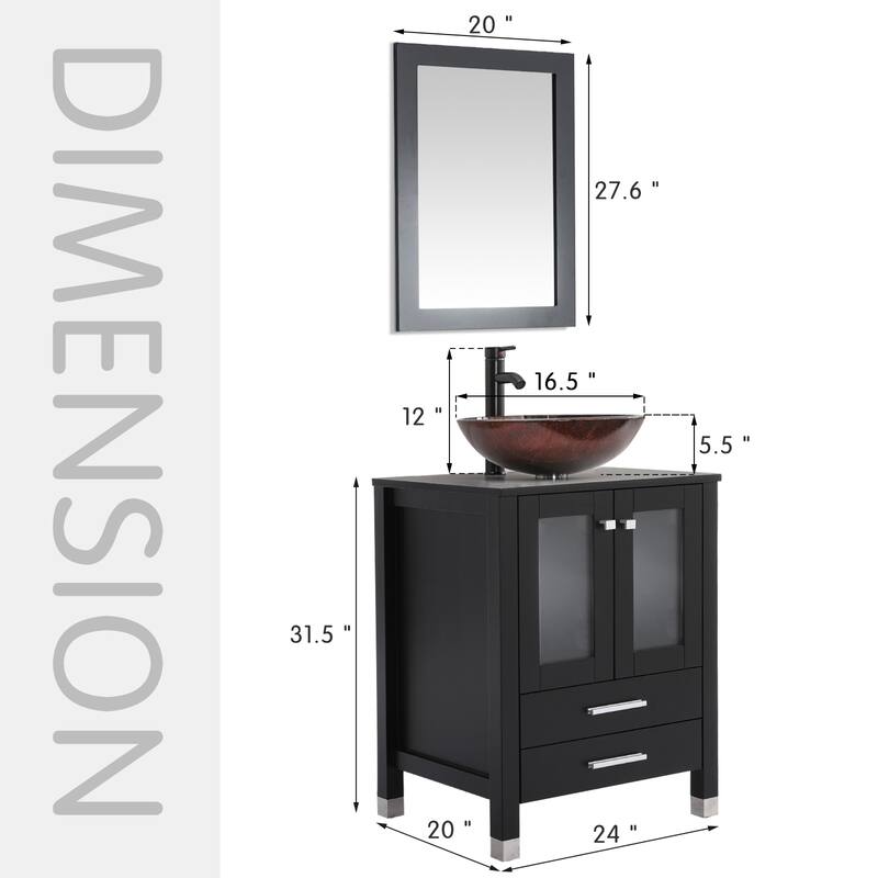 24" Bathroom Vanity with Sink Set Storage Cabinet Combo