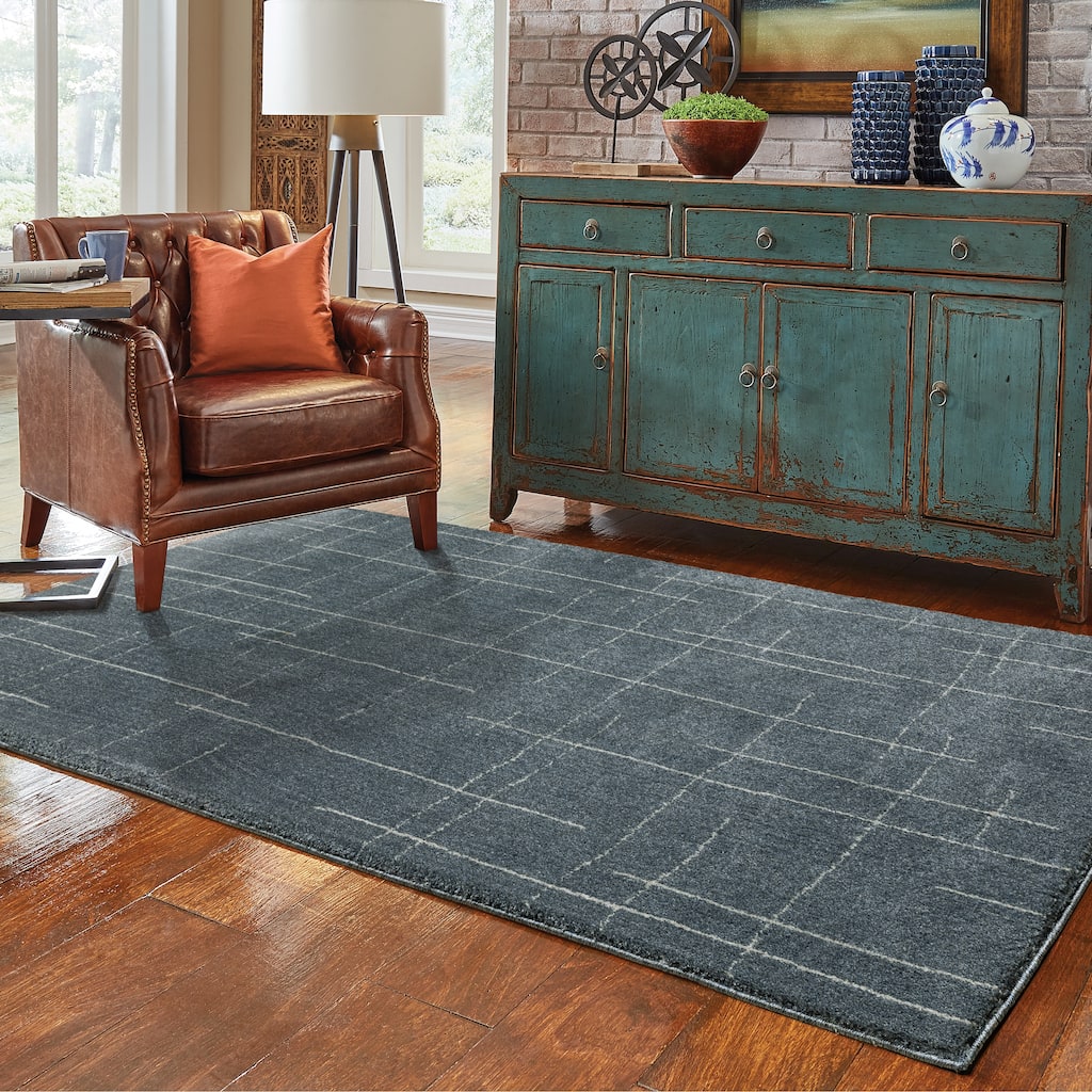 Style Haven Archer Abstract Geometric Blue/ Gray Indoor Area Rug
