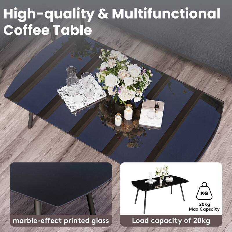 4-piece Waterproof Fabric Sofa Set (2+1+1) with PE Woven & Marble Table