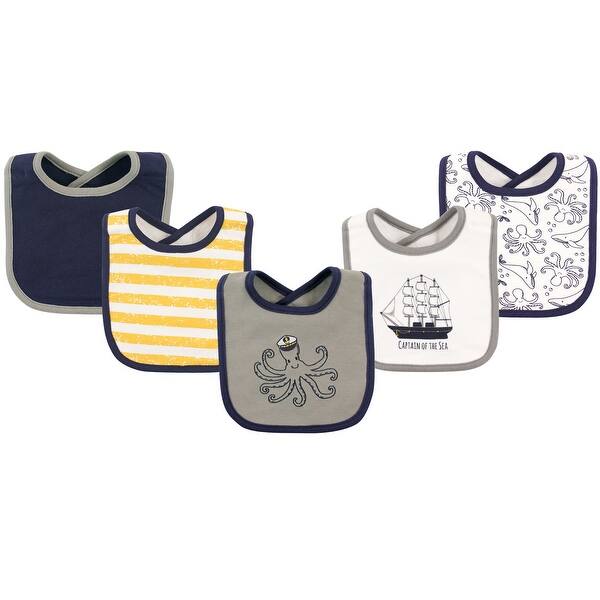 slide 1 of 1, Hudson Baby Infant Boy Cotton Bibs 5pk, Sea Captain, One Size - Sea Captain - One Size One Size - Sea Captain