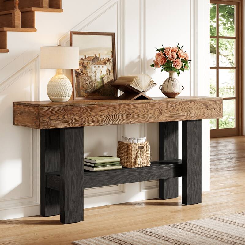 63 Inch Long Solid Wood Console Table for Entryway - 11.81" D x 62.99" W x 31.5" H