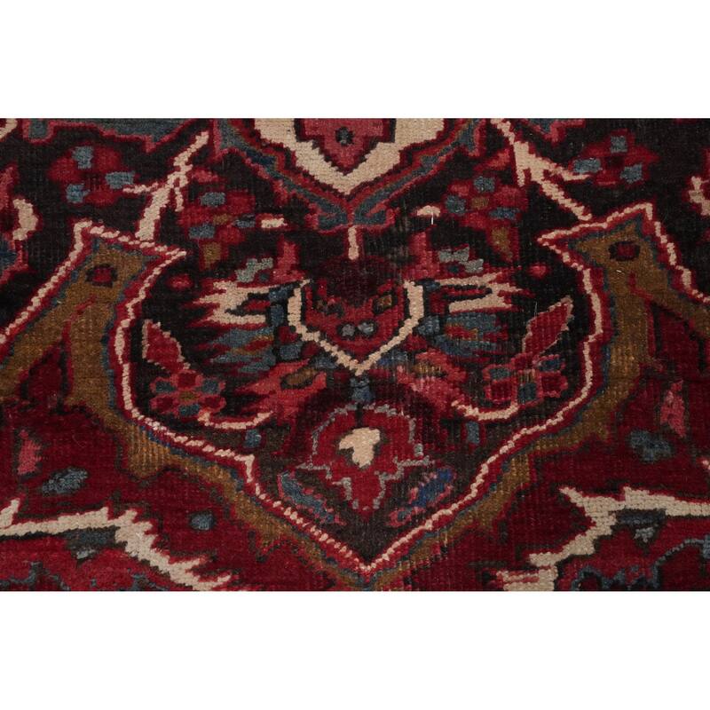 Hand Knotted Oriental 100% Wool Carpet Traditional Floral Red Heriz Area Rug - 11' 6'' X 8' 9''