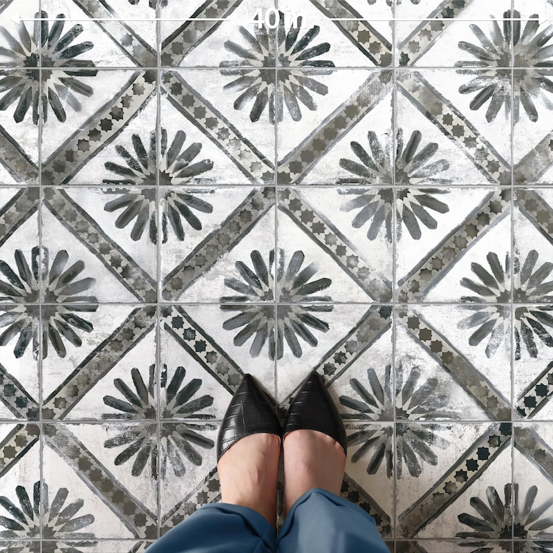Merola Tile Kings Marrakech Charcoal Grey 17-5/8" x 17-5/8" Ceramic Floor and Wall Tile