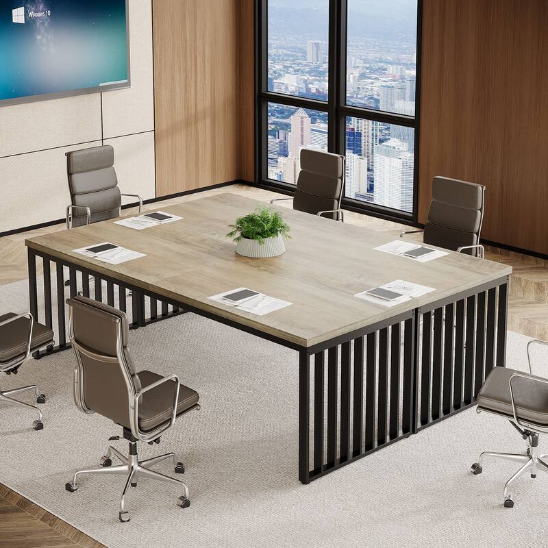 6.5 ft Conference Table, Small Conference Room Table - 2-pieces - Silver