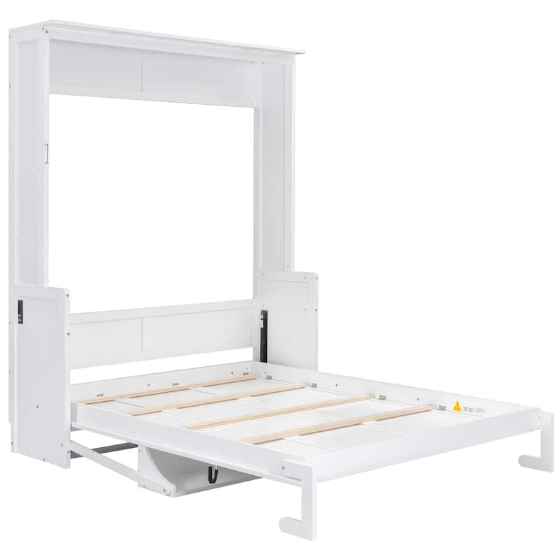 Queen Size Murphy Bed with Fold-Down Desk, Dual LED Lights & Built-In USB Power Station
