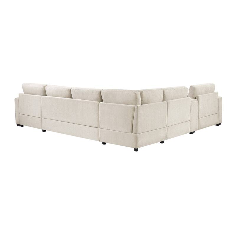 134.3" U-Shaped Chenille Sectional Sofa with Chaise