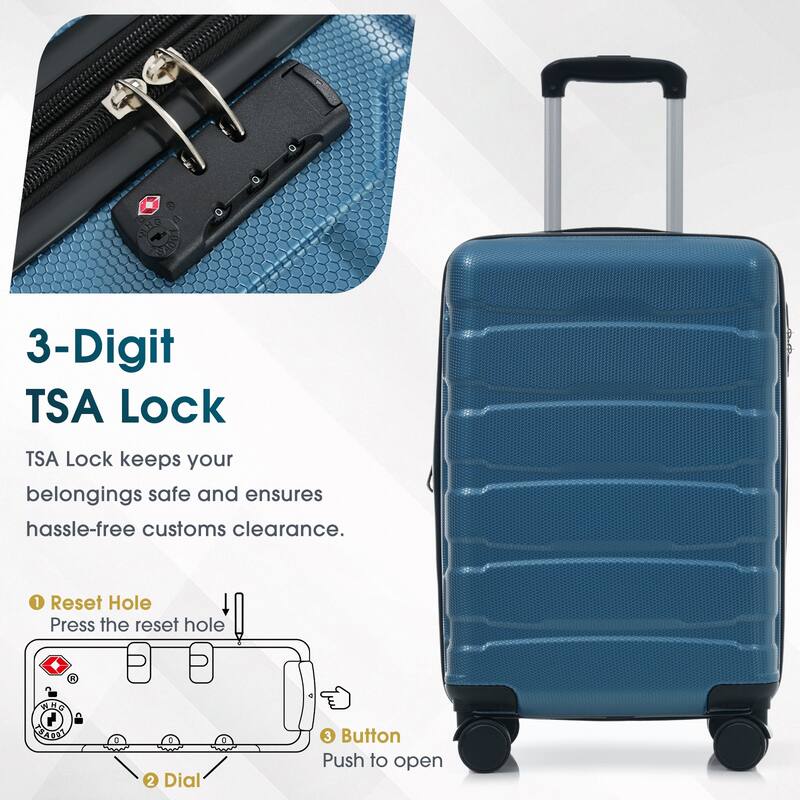 20" ABS Hardshell Carry on Luggage, Durable Expandable Travel Suitcase with Spinner Wheels and TSA Lock, for Both Men and Women