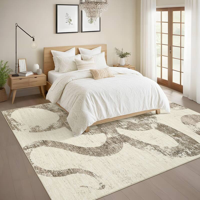 Modern Washable Area Rug Animal Snake Pattern Rug Home Decor Snake Carpet, Low Pile Non Slip Rug