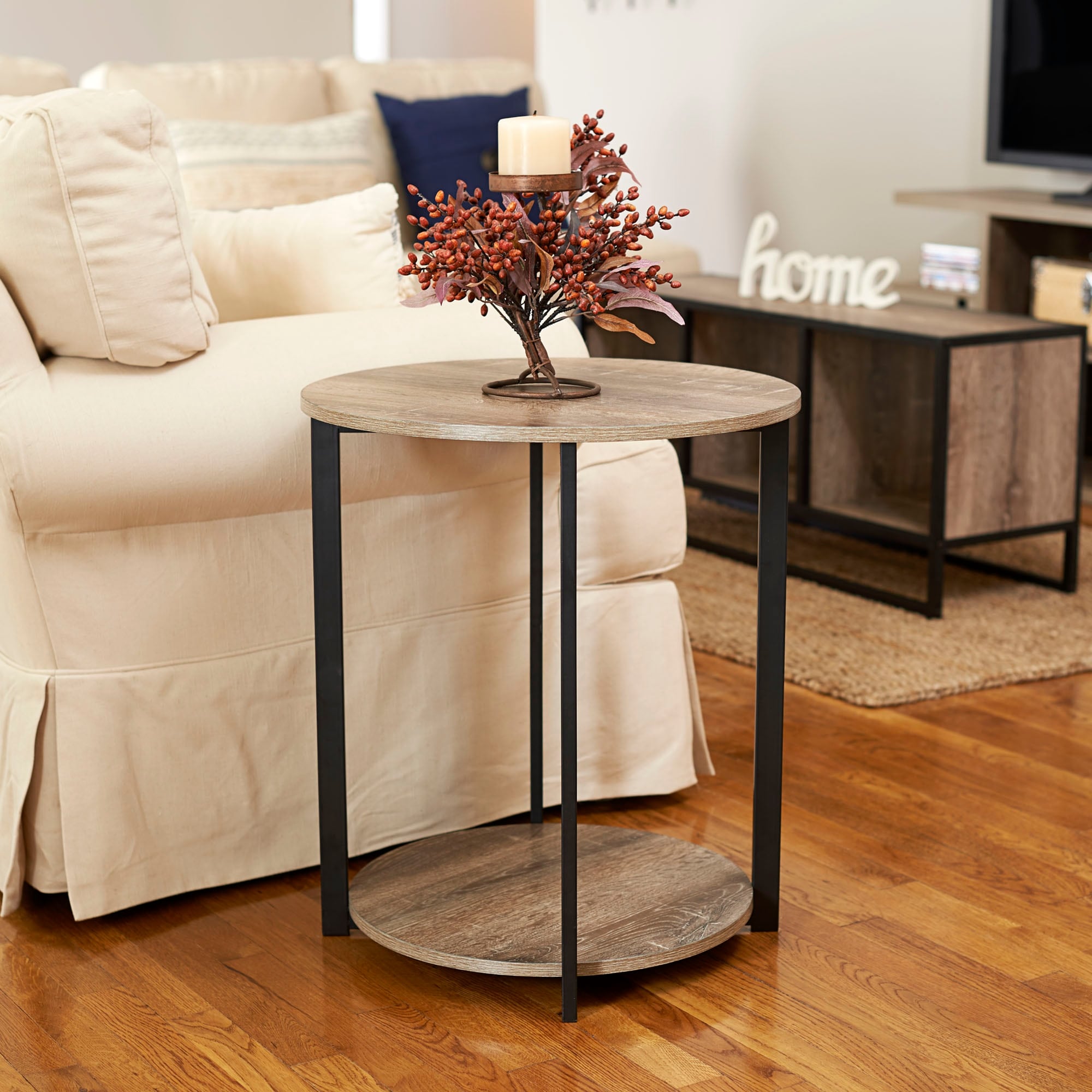 Side End Table with Storage Shelf
