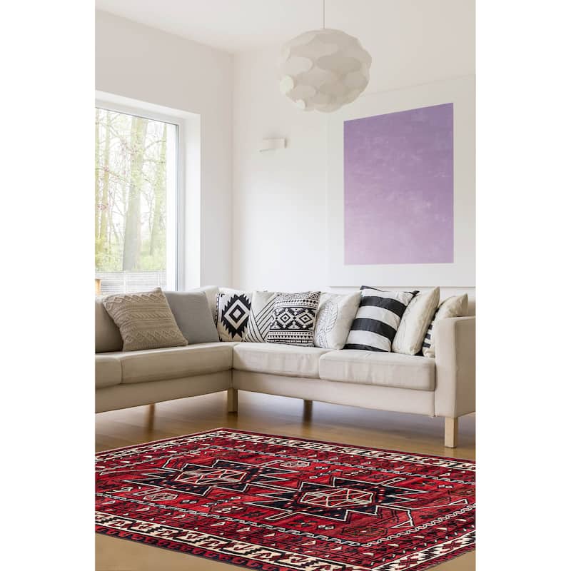 ECARPETGALLERY Hand-knotted Melis Vintage Red Wool Rug - 5'5 x 6'10