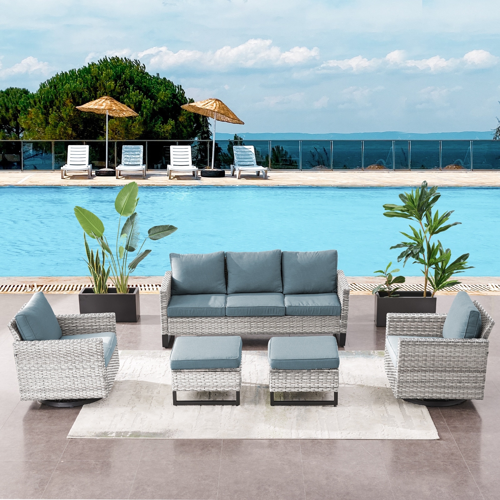 Outdoor rocking hotsell chair with ottoman