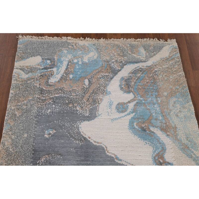 Modern Accent Rug Handmade Indian Wool Carpet - 2'8"x 4'9"