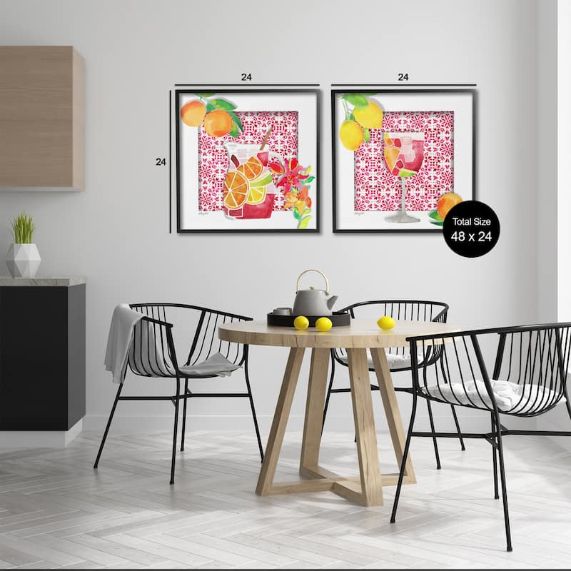 Stupell Sangria Pitcher & Glass Framed Giclee Art Design By Hillary Holt (Set of 2)