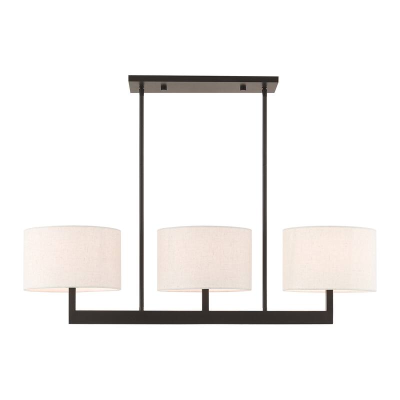 Livex Lighting Hayworth 3 Light 11" Wide Linear Chandelier with Fabric