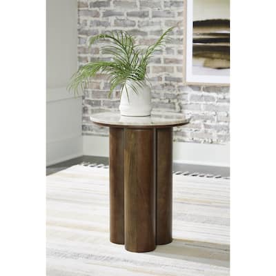 Signature Design by Ashley Henfield Beige/Brown Accent Table - 18" W x 18" D x 23.25" H