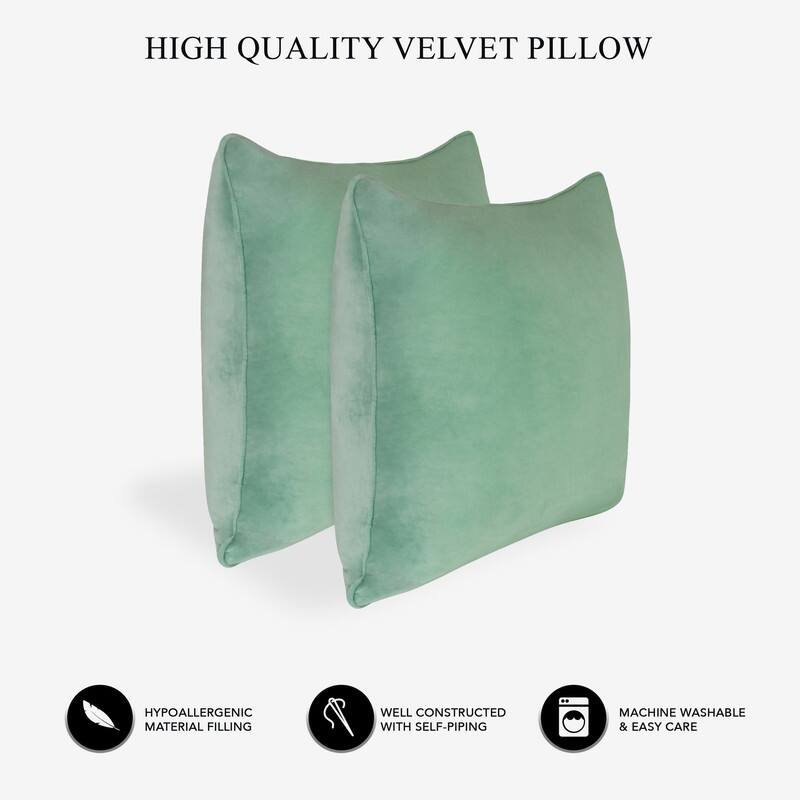 A1HC Pack of 2 Velvet Throw Pillow Insert, Hypoallergenic Down Alternative Fill